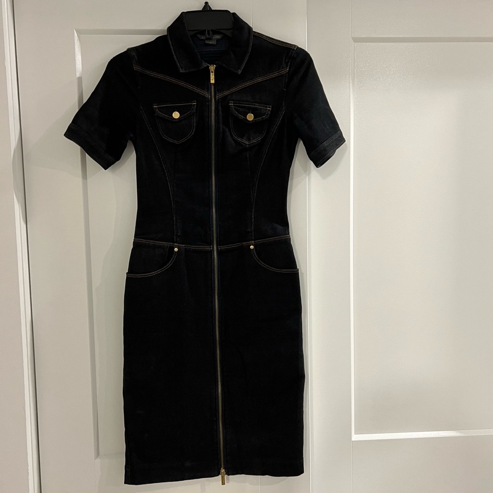 Armani Exchange Dark Wash Denim Full Zip Dress